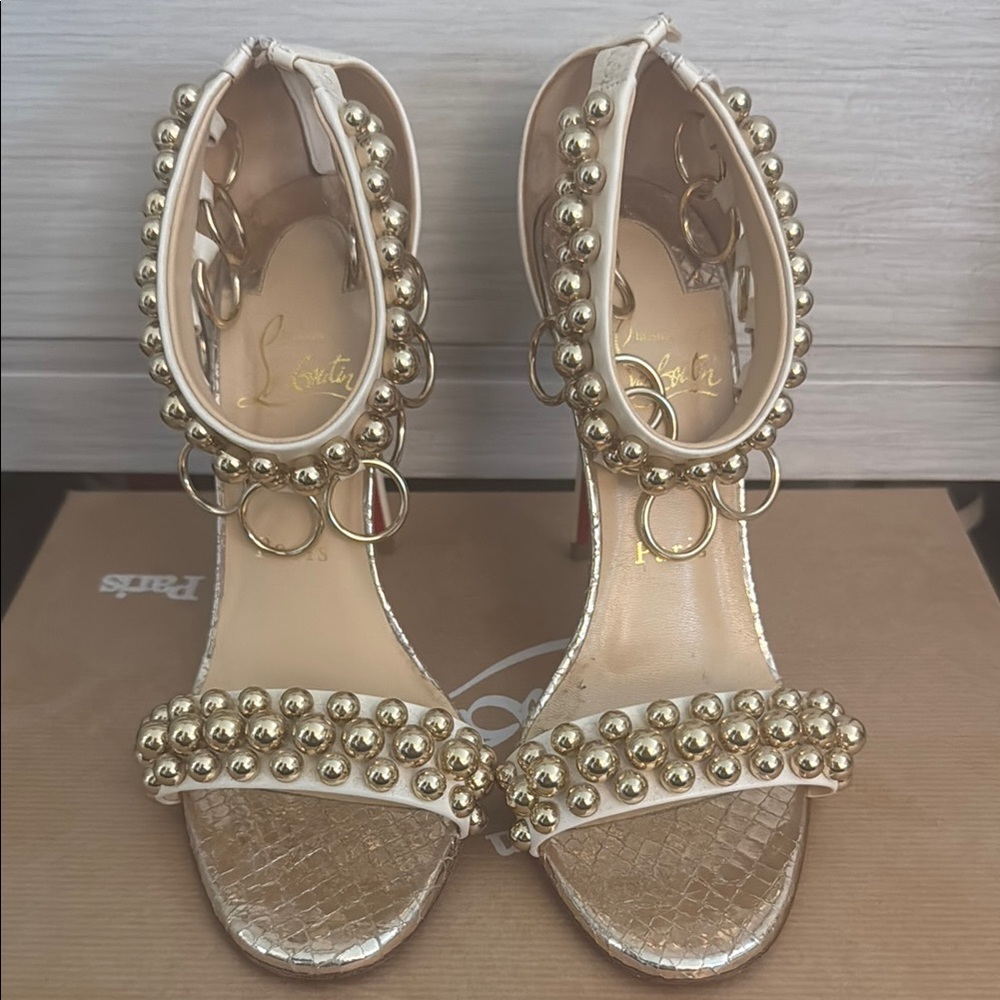 Christian Louboutin Gold Studded Women's Heels
